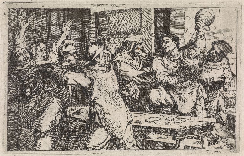 Boeren vechten in een herberg (1642 - 1669) by Jan Baptist de Wael