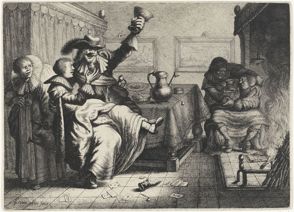 Twee amoureuze paren in een herberg (1633 - 1635) by Jan Gillisz van Vliet