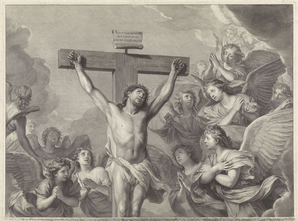 Christus aan het kruis (1666 - 1707) by Gerard Edelinck, Charles Le Brun, Gerard Edelinck and Lodewijk XIV koning van…
