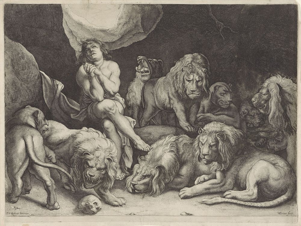 Daniël in de leeuwenkuil (1613 - c. 1665) by Willem van der Leeuw and Peter Paul Rubens