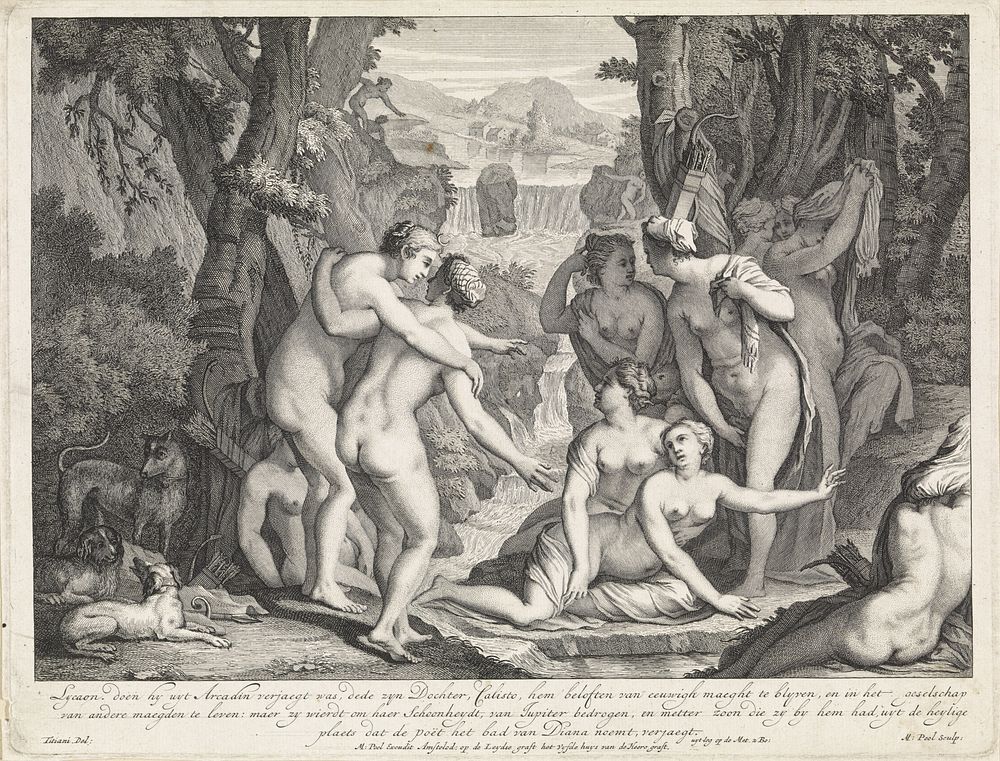 Diana en Callisto (1696 - 1727) by Matthijs Pool, Titiaan and Matthijs Pool