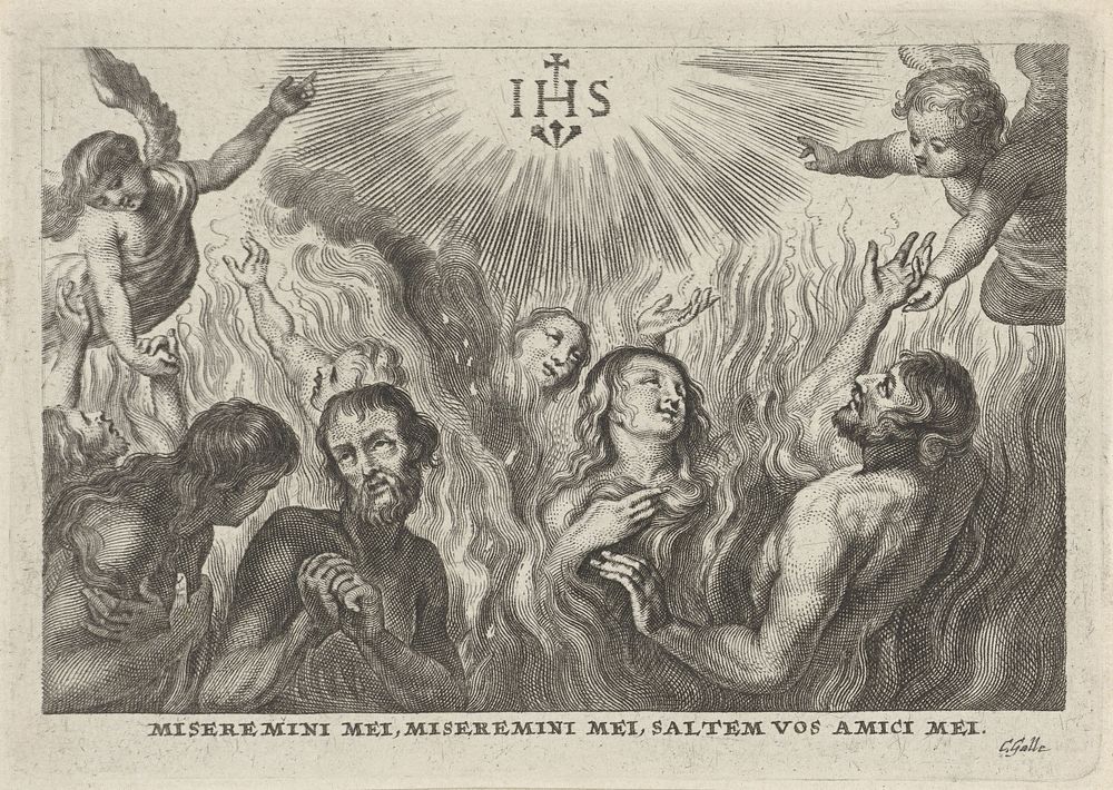 Mensen in het vagevuur (1600 - 1699) by anonymous, Cornelis Galle II, Cornelis Galle I and Peter Paul Rubens