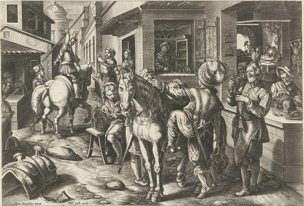 Stijgbeugels (c. 1594 - c. 1598) by Philips Galle, Jan van der Straet and Philips Galle