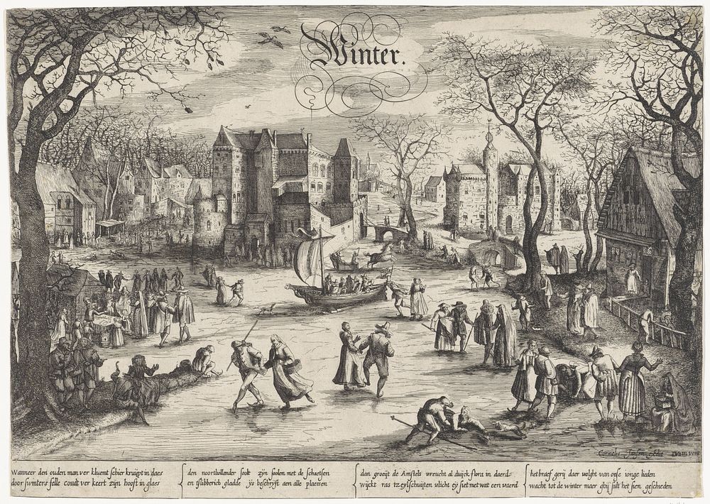 Winterlandschap met ijsvermaak (c. 1600 - c. 1643) by anonymous, David Vinckboons and Cornelis Jansz