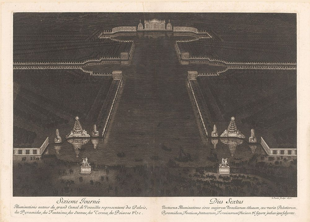 Verlichting rond het Grand Canal van Versailles (1676) by Jean Lepautre and Imprimerie Royale