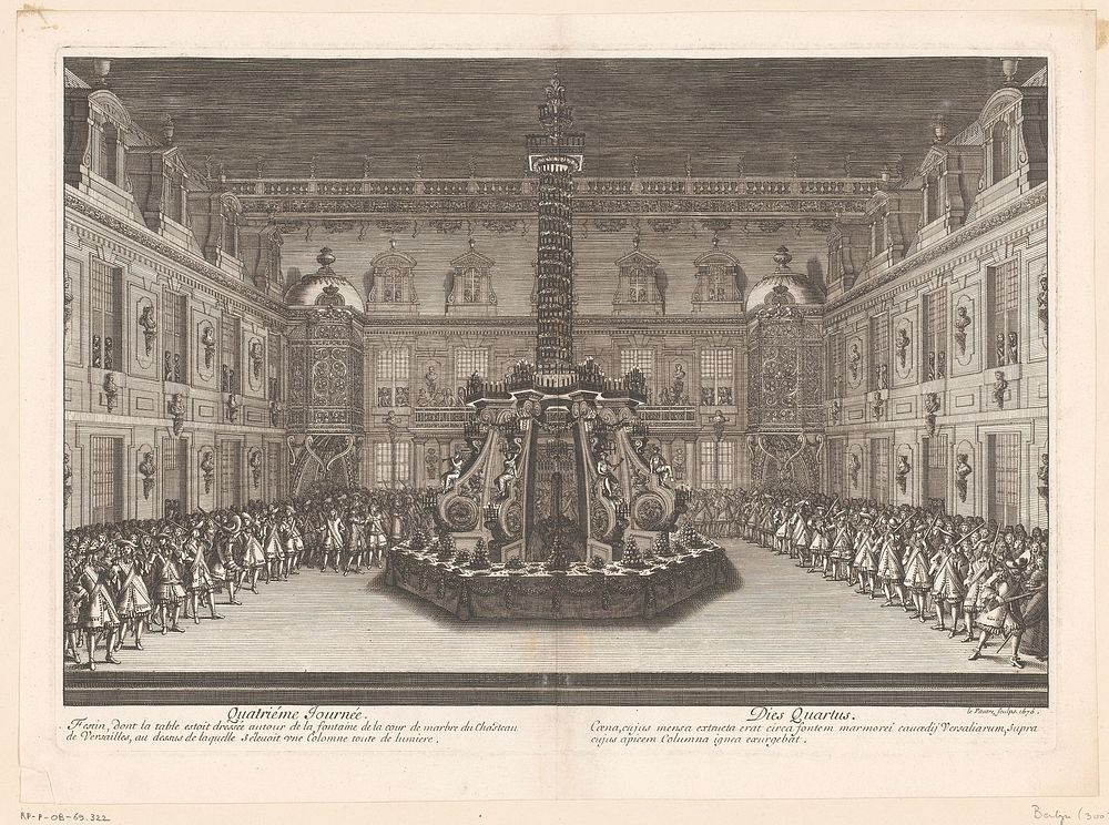 Banket bij de fontein in het Cour de Marbre te Versailles (1676) by Jean Lepautre and Imprimerie Royale