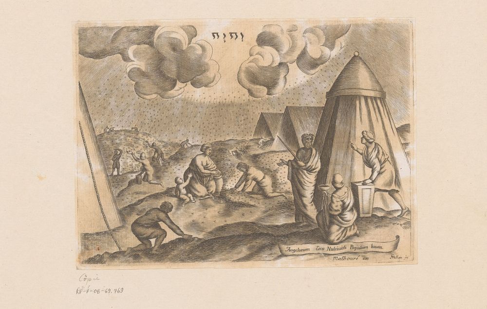 Verzamelen van het manna (in or after 1640) by anonymous, Claude Mellan and Claude Malbouré