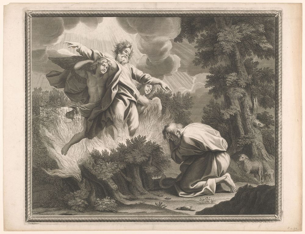 Mozes en het brandende braambos (c. 1650 - 1683) by De Vernesson II, Nicolas Poussin and Guillaume Chasteau