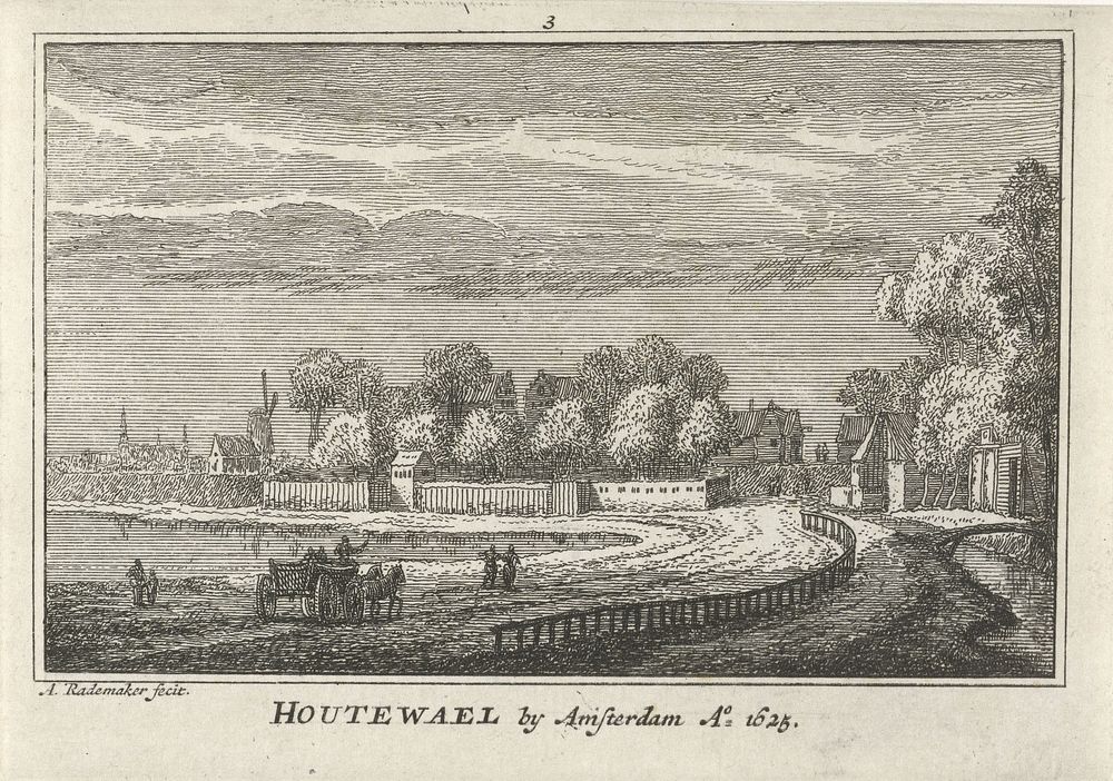 Gezicht op Houtewael, 1625 (1727 - 1733) by Abraham Rademaker, Willem Barents and Antoni Schoonenburg