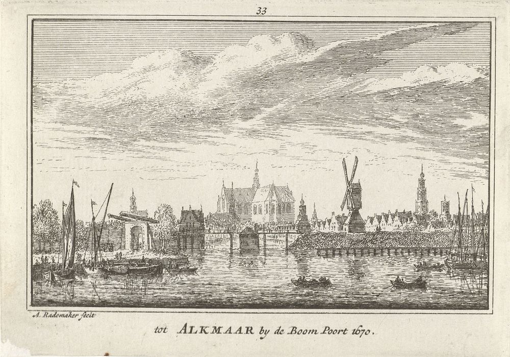 Gezicht op Alkmaar, 1670 (1727 - 1733) by Abraham Rademaker, Willem Barents and Antoni Schoonenburg