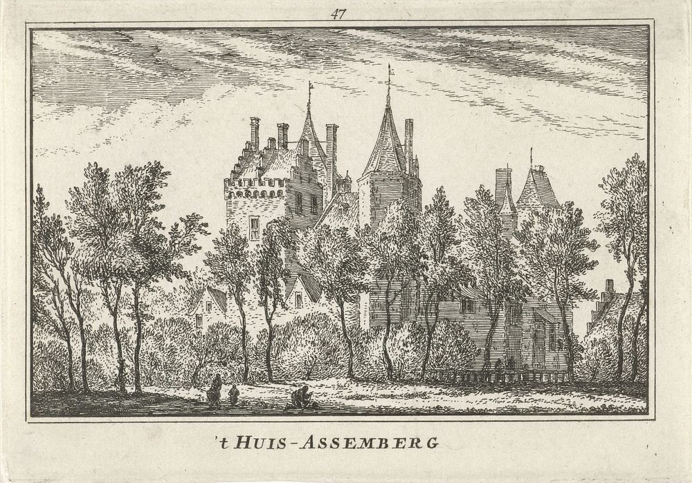 Gezicht op Slot Assumburg (1727 - 1733) by Abraham Rademaker, Willem Barents and Antoni Schoonenburg