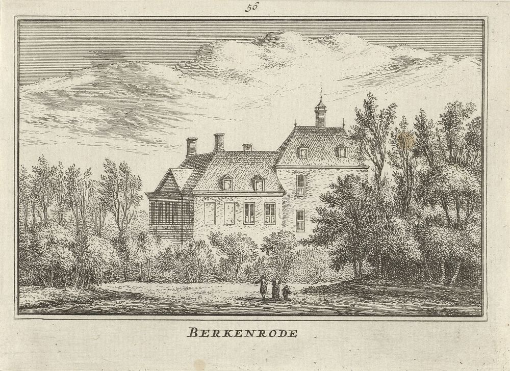 Gezicht op Oud Berkenrode (1727 - 1733) by Abraham Rademaker, Willem Barents and Antoni Schoonenburg