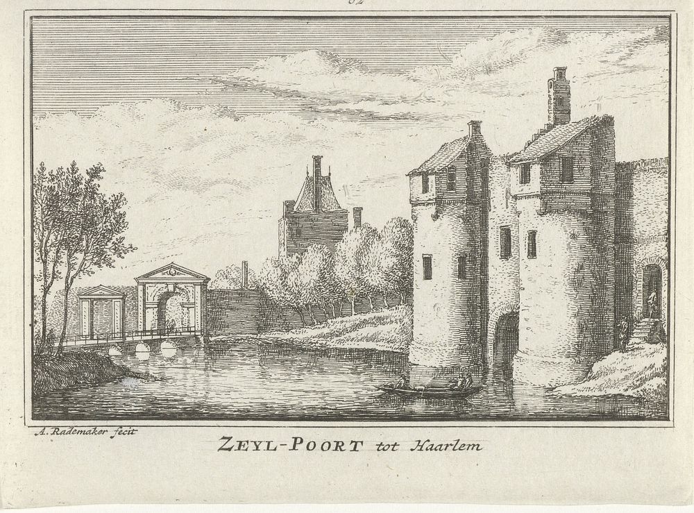 Gezicht op de Zijlpoort en Raakstorens te Haarlem (1727 - 1733) by Abraham Rademaker, Willem Barents and Antoni Schoonenburg
