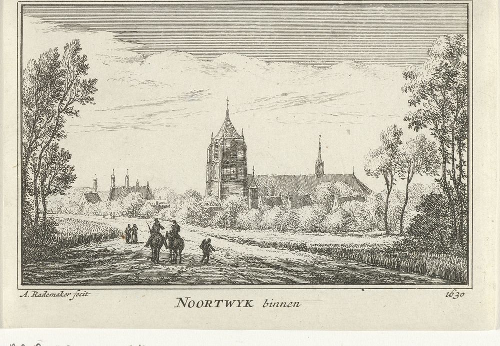 Gezicht op Noordwijk, 1630 (1727 - 1733) by Abraham Rademaker, Willem Barents and Antoni Schoonenburg