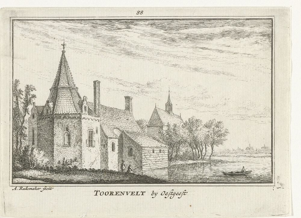 Gezicht op Huis Toorenvelt te Oegstgeest (1727 - 1733) by Abraham Rademaker, Willem Barents and Antoni Schoonenburg