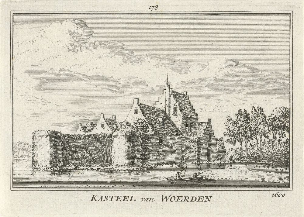 Gezicht op Slot Woerden, 1600 (1727 - 1733) by Abraham Rademaker, Willem Barents and Antoni Schoonenburg