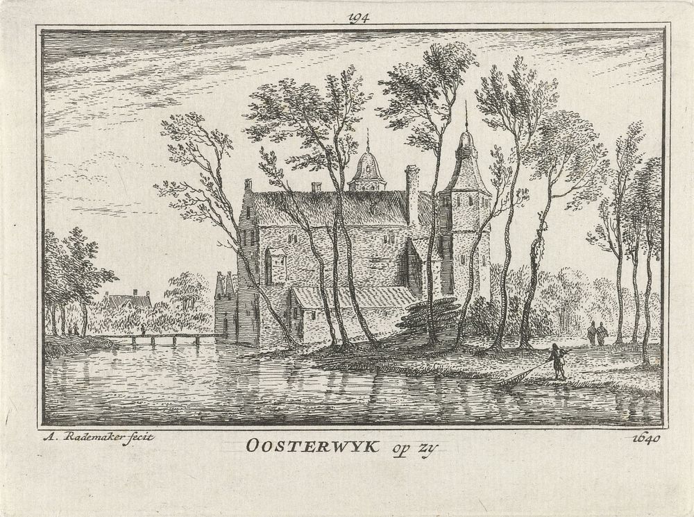 Gezicht op Huis Oosterwijk, 1640 (1727 - 1733) by Abraham Rademaker, Willem Barents and Antoni Schoonenburg