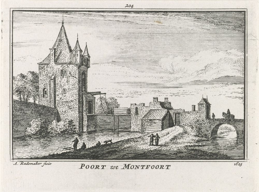 Gezicht op de IJsselpoort van Montfoort, 1625 (1727 - 1733) by Abraham Rademaker, Willem Barents and Antoni Schoonenburg
