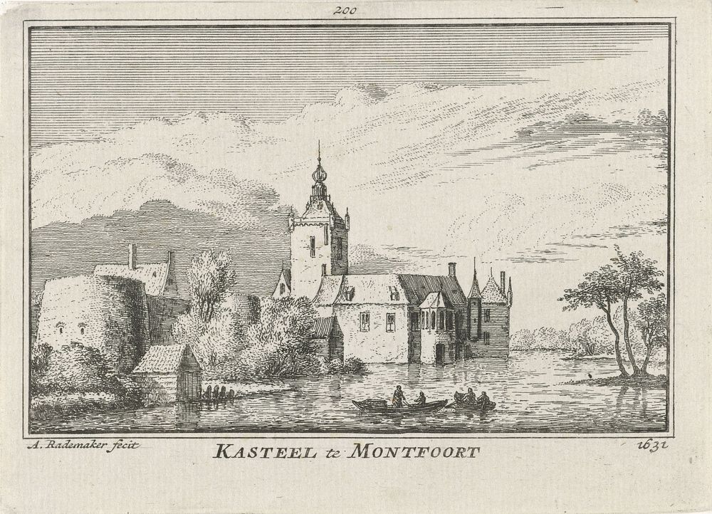 Zicht op Kasteel Montfoort (1727 - 1733) by Abraham Rademaker, Willem Barents and Antoni Schoonenburg