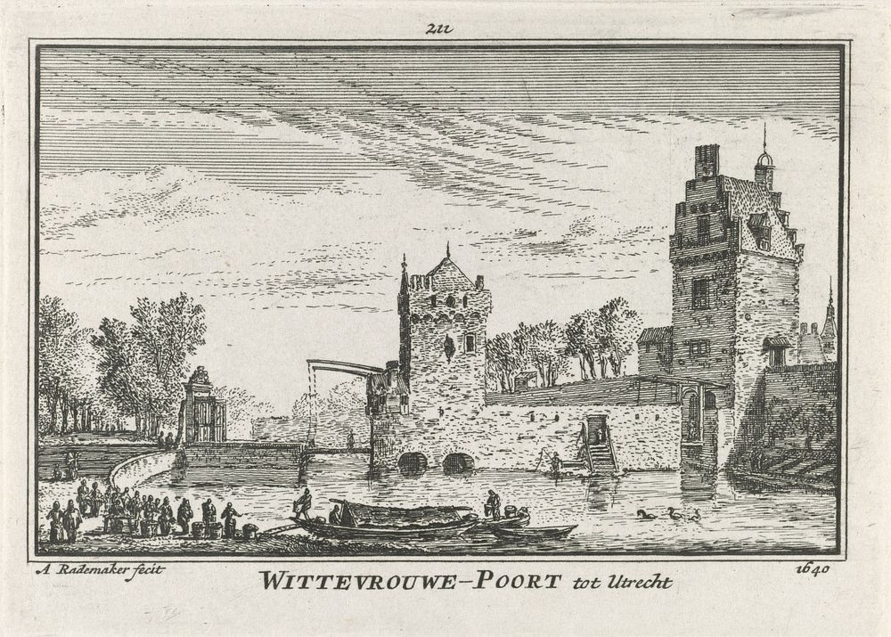 Gezicht op de Wittevrouwenpoort te Utrecht (1727 - 1733) by Abraham Rademaker, Willem Barents and Antoni Schoonenburg