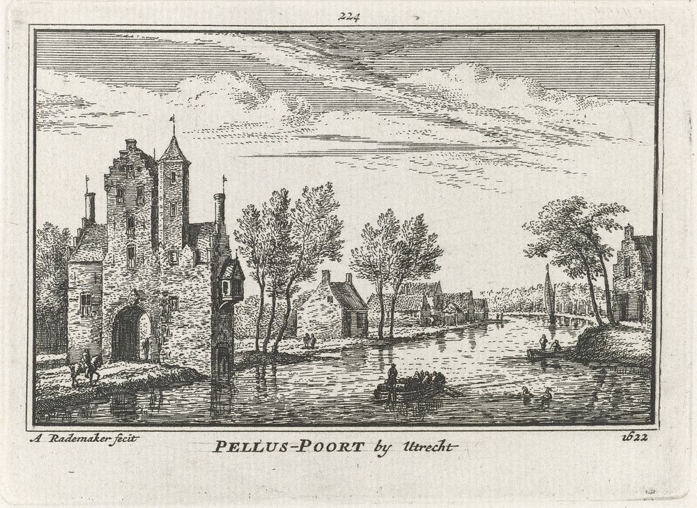 Gezicht op de Pellecussenpoort nabij Utrecht (1727 - 1733) by Abraham Rademaker, Willem Barents and Antoni Schoonenburg