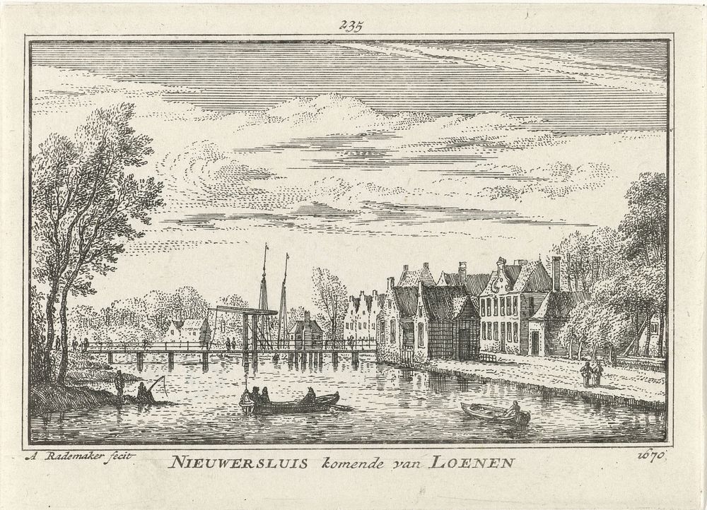 Gezicht op Nieuwersluis, 1670 (1727 - 1733) by Abraham Rademaker, Willem Barents and Antoni Schoonenburg