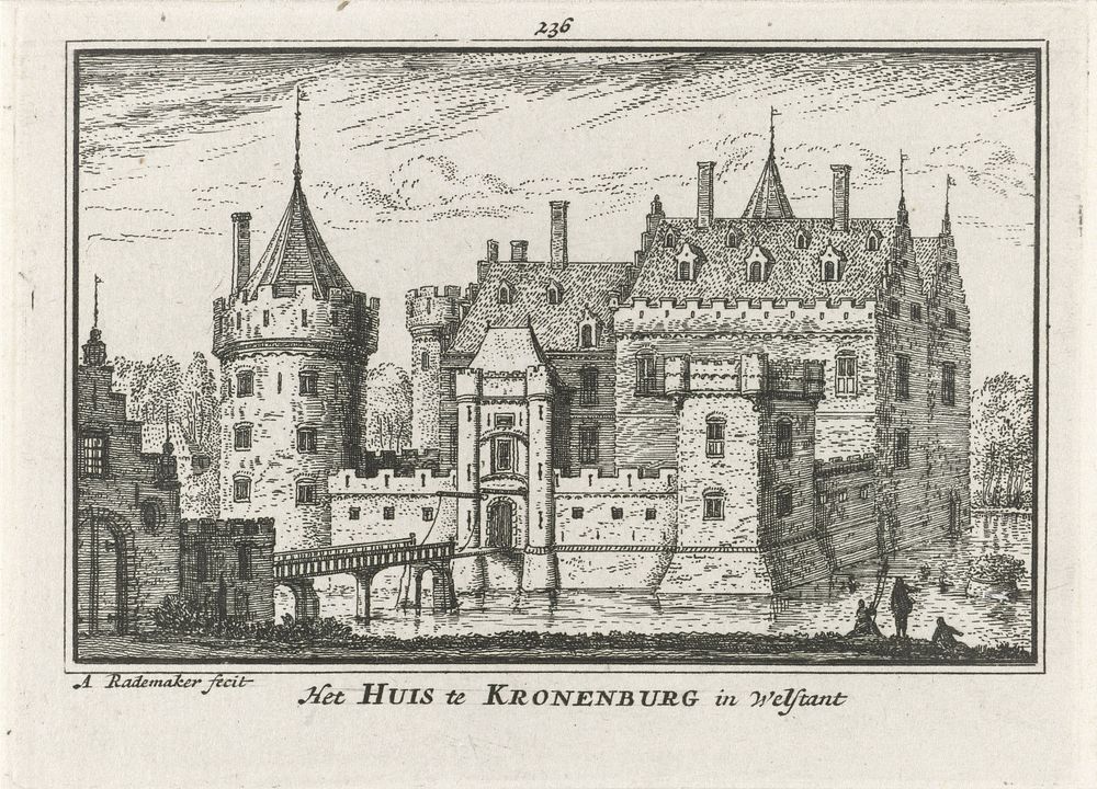 Huis Kronenburg aan de Vecht (1727 - 1733) by Abraham Rademaker, Willem Barents and Antoni Schoonenburg