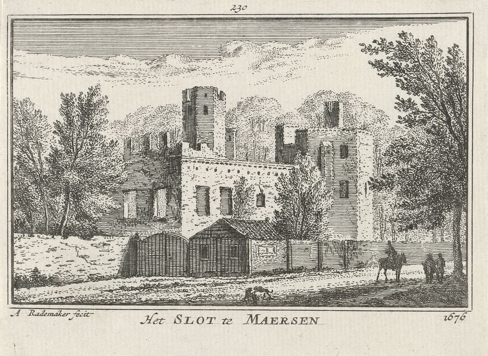 Gezicht op de ruïne van Huis Ter Meer bij Maarssen, 1676 (1727 - 1733) by Abraham Rademaker, Willem Barents and Antoni…