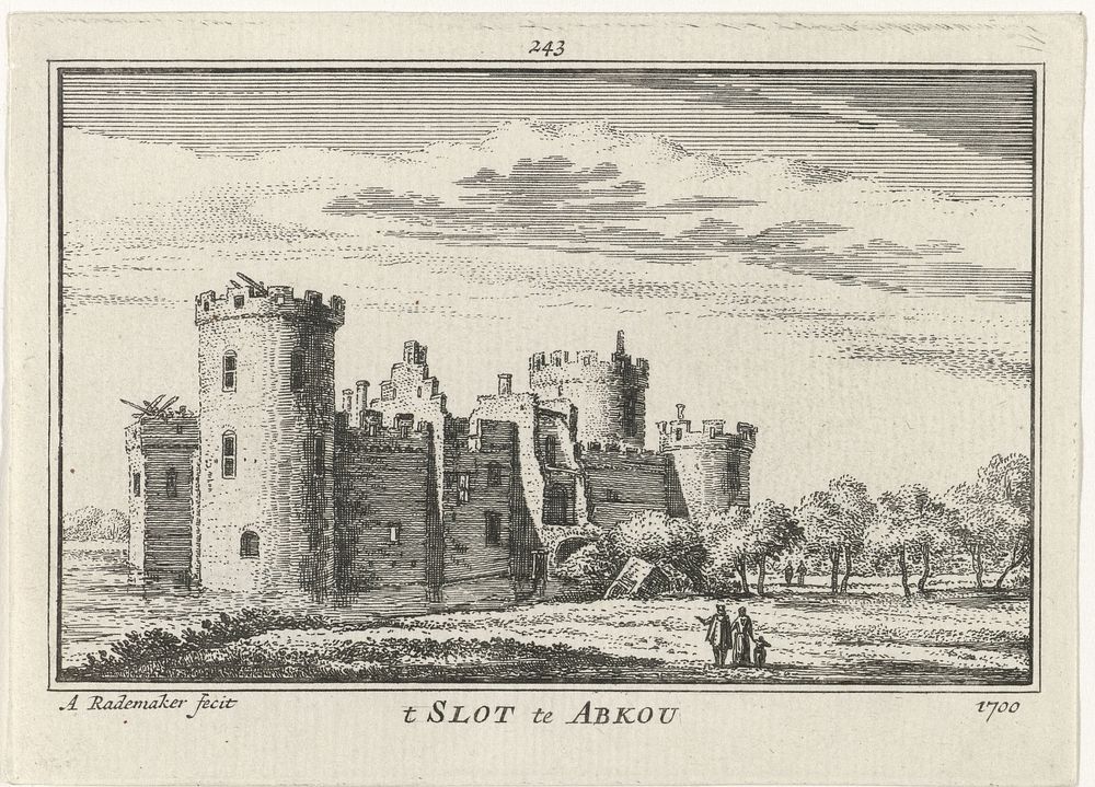 Ruïne van het slot te Abcoude (1727 - 1733) by Abraham Rademaker, Willem Barents and Antoni Schoonenburg