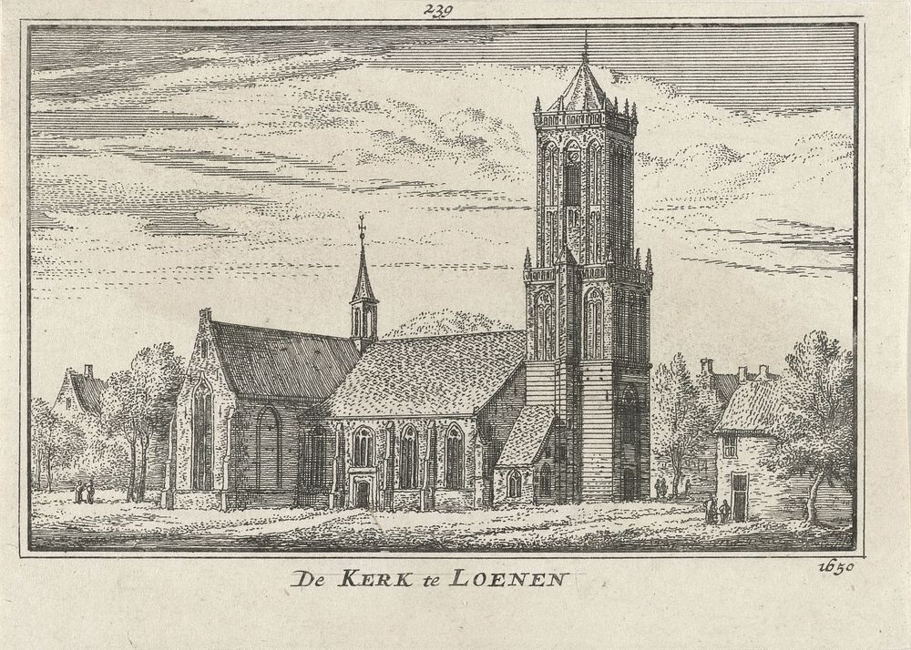 Gezicht op de kerk te Loenen, 1650 (1727 - 1733) by Abraham Rademaker, Willem Barents and Antoni Schoonenburg