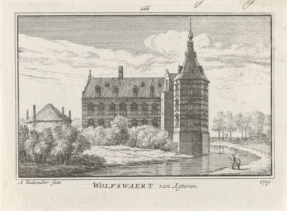 Gezicht op Huis Wolfswaard (1727 - 1733) by Abraham Rademaker, Willem Barents and Antoni Schoonenburg