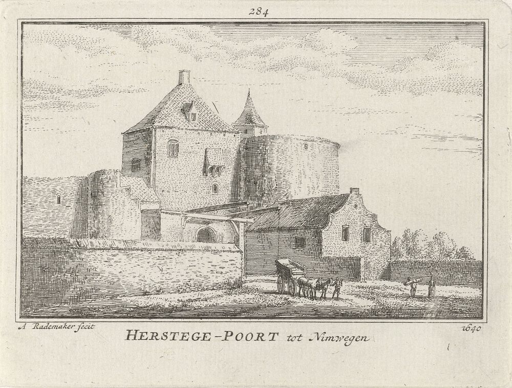 Hertogpoort te Nijmegen (1727 - 1733) by Abraham Rademaker, Willem Barents and Antoni Schoonenburg