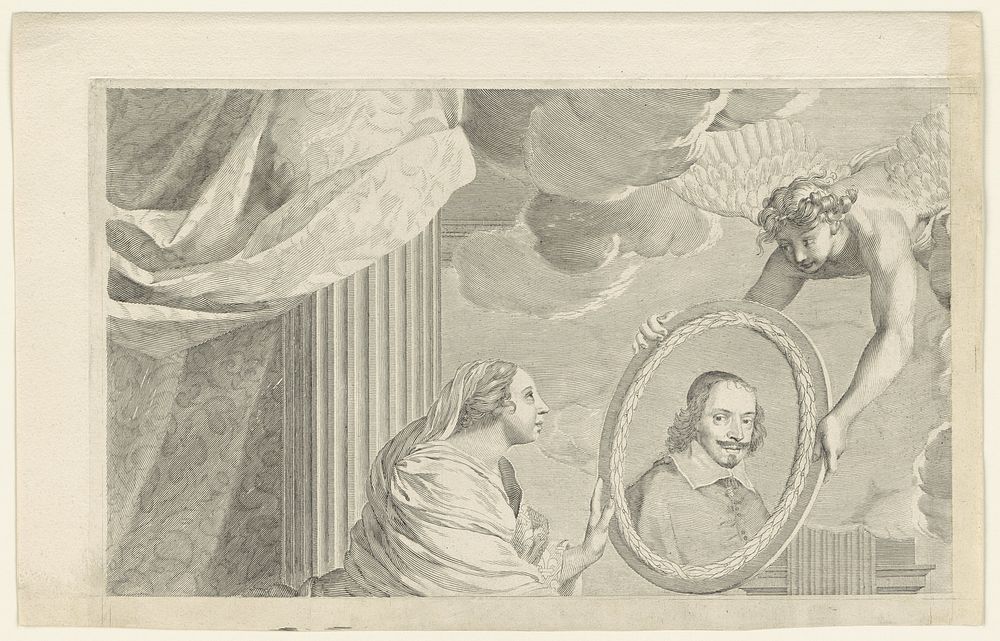 Deel van promotieprent van Antoine Talon (1608 - 1688) by Claude Mellan