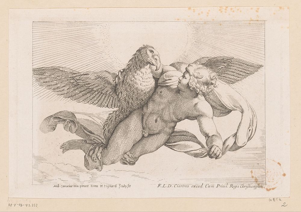 Ontvoering van Ganymedes (1616 - 1647) by Nicolas Mignard, Annibale Carracci, Annibale Carracci, François Langlois and…