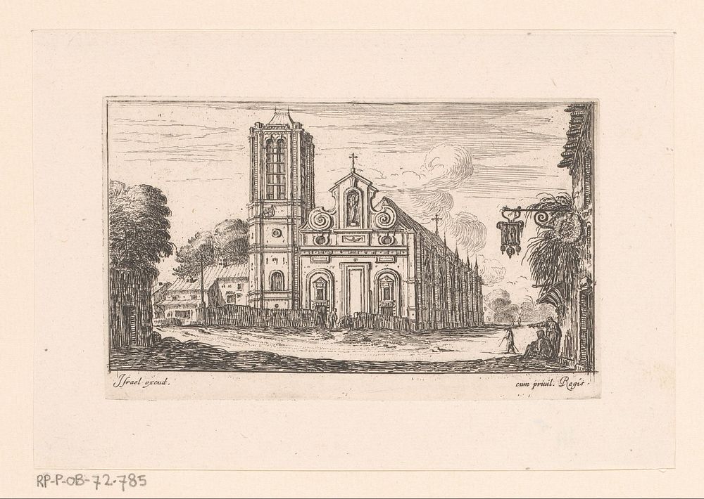 Gezicht op de Notre-Dame-des-Vertus (1631 - 1661) by Israël Silvestre, Israël Henriet and Lodewijk XIV koning van Frankrijk