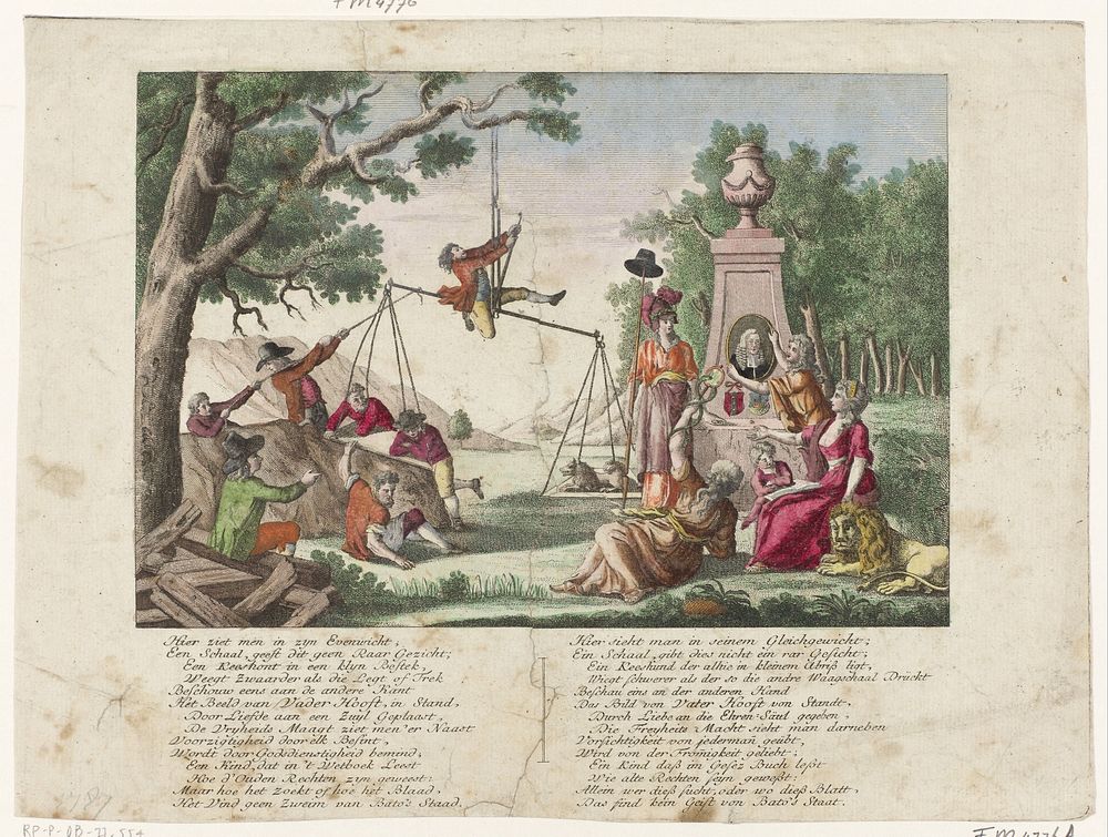 Keeshond en Oranjeklanten op de weegschaal, 1787 (1787) by anonymous