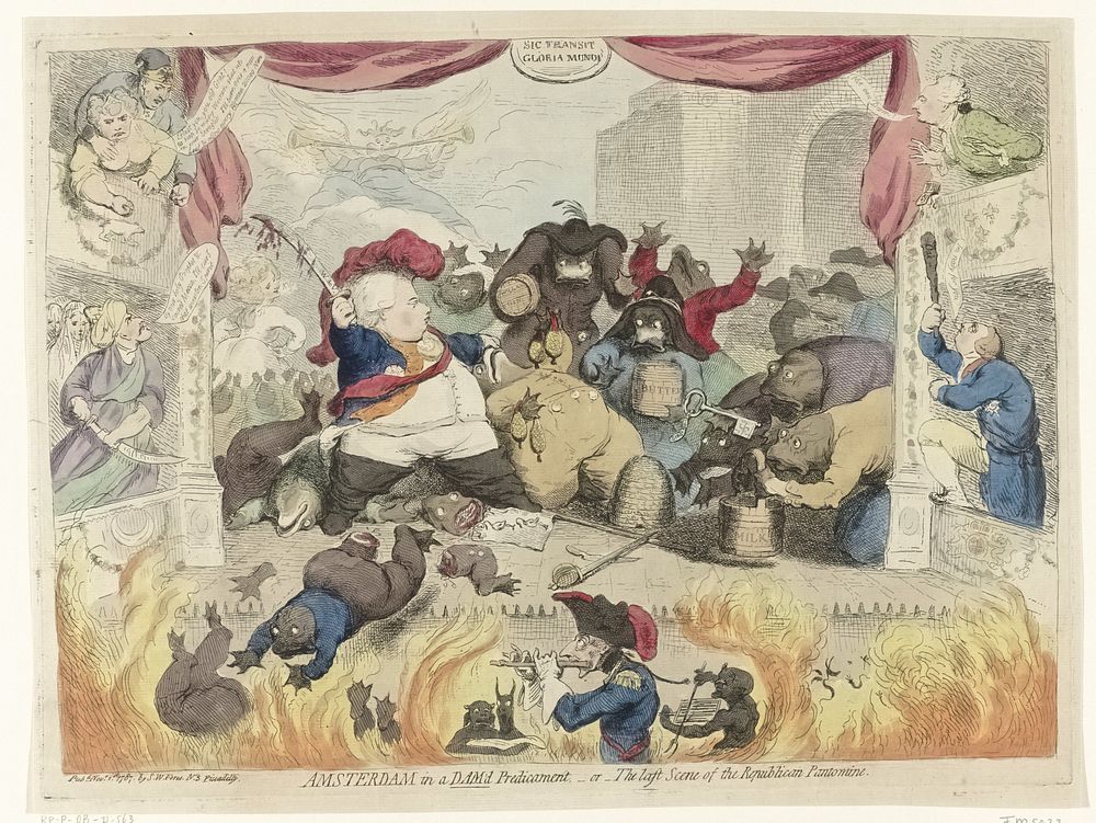 Spotprent op de paniek onder de patriotten na het herstel van stadhouder Willem V, 1787 (1787) by James Gillray and Samuel W…