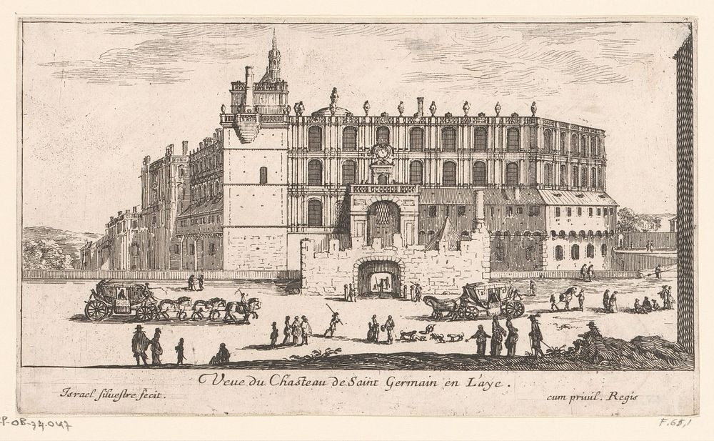 Gezicht op het kasteel van Saint-Germain-en-Laye (c. 1657) by Israël Silvestre and Lodewijk XIV koning van Frankrijk