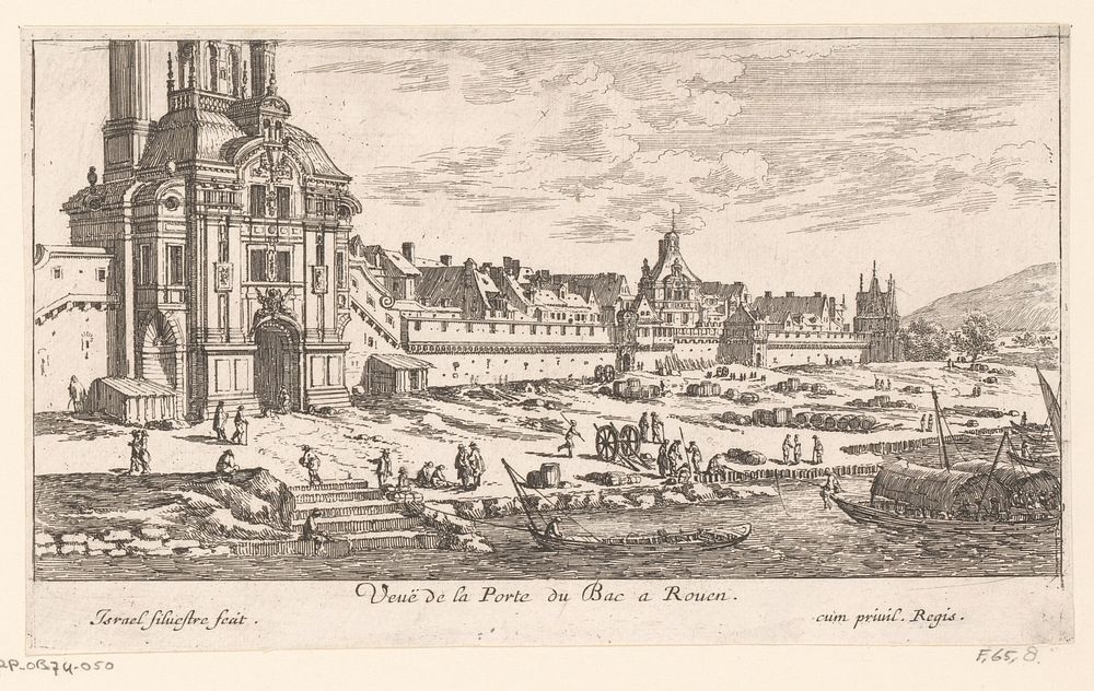 Gezicht op de haven van Rouen (c. 1657) by Israël Silvestre and Lodewijk XIV koning van Frankrijk