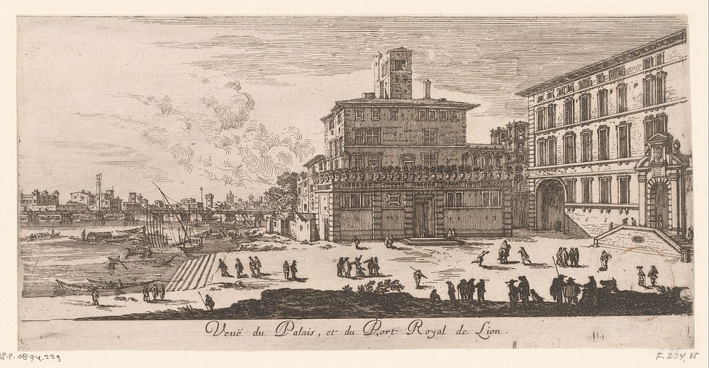 Gezicht op het paleis en de haven van Lyon (1652) by Israël Silvestre