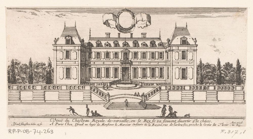 Zicht op het koninklijke kasteel Versailles (1631 - 1661) by Israël Silvestre, Israël Henriet and Franse kroon