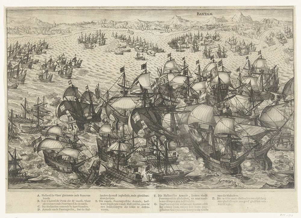 Overwinning op de Portugese vloot voor Bantam, 1601 (1610) by Bartholomeus Willemsz Dolendo and anonymous