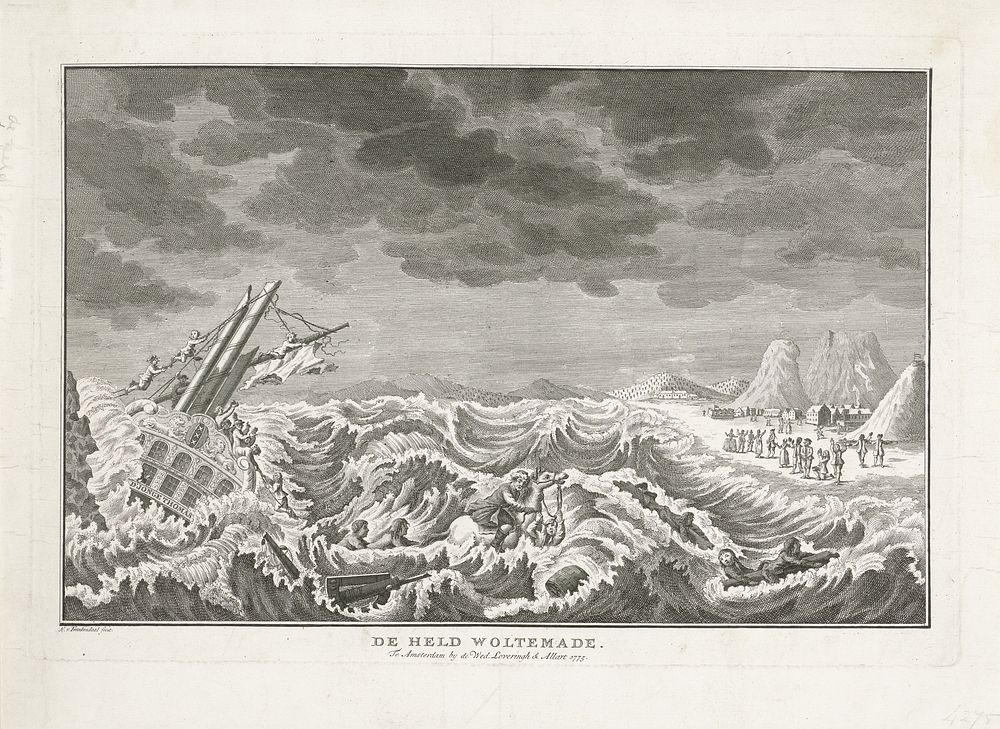Heldendood van Woltemade bij Kaap de Goede Hoop, 1773 (1775) by Nicolaas van Frankendaal and weduwe Jacobus Loveringh and…