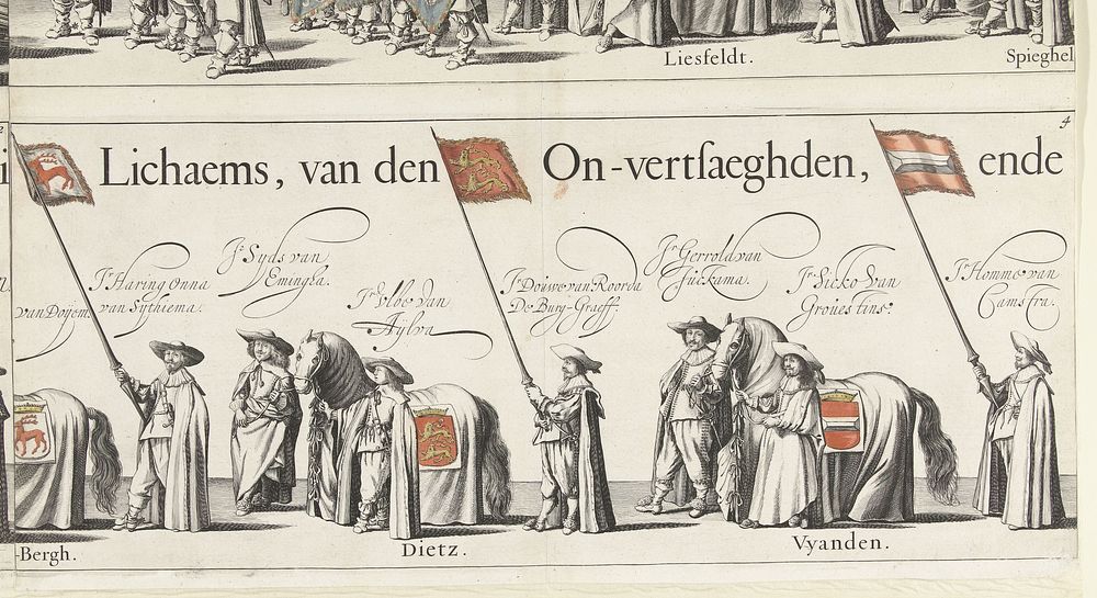 Deel van de begrafenisstoet van Ernst Casimir, graaf van Nassau-Dietz te Leeuwarden (plaat 4), 1633 (1634) by J Hermans…