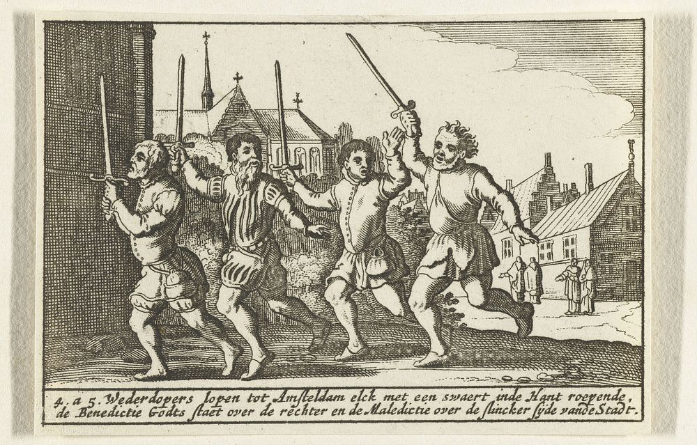Zwaardlopers te Amsterdam, 1534 (1629 - 1652) by Pieter Hendricksz Schut, anonymous, Barend Dircksz and Claes Jansz Visscher…