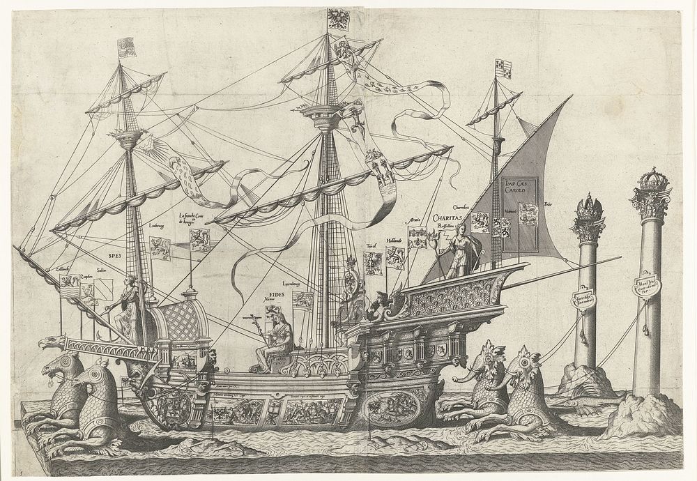 Het schip Victoria, nr. 5 (1619) by Joannes van Doetechum I, Lucas van Doetechum, Hieronymus Cock and Hendrick Hondius I