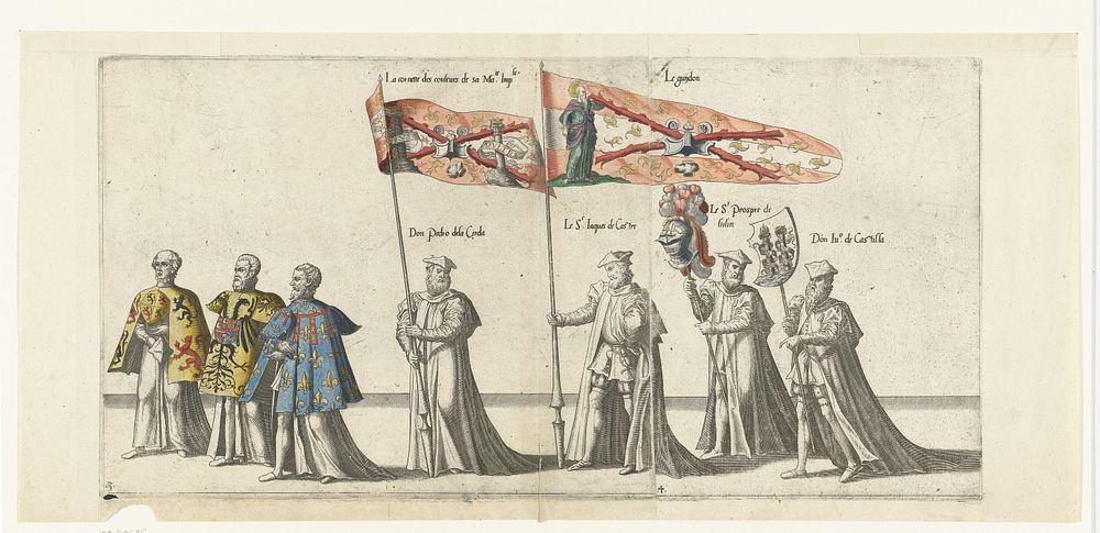 Deel van de optocht, nr. 3 en 4 (1619) by Joannes van Doetechum I, Lucas van Doetechum, Hieronymus Cock and Hendrick Hondius…
