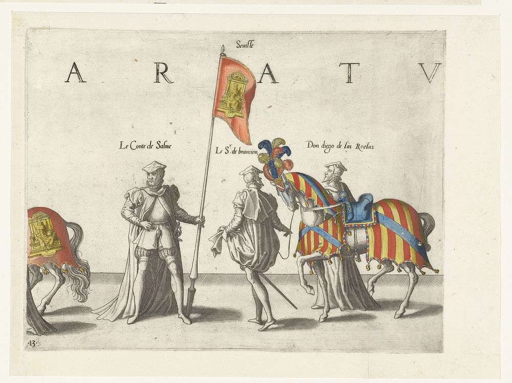 Deel van de optocht, nr. 13 (1619) by Joannes van Doetechum I, Lucas van Doetechum, Hieronymus Cock and Hendrick Hondius I