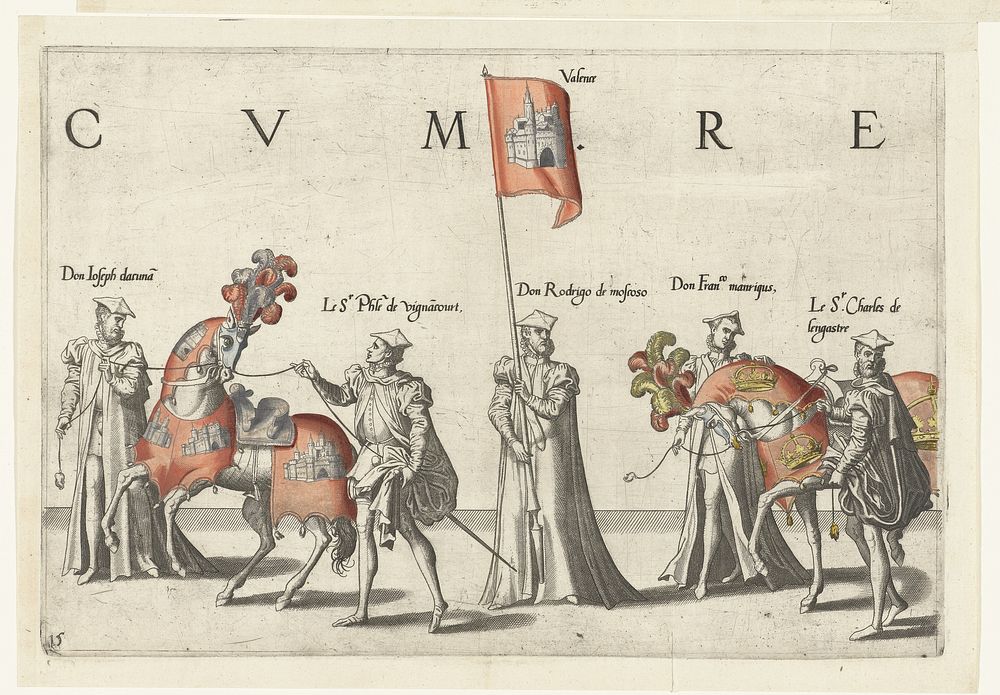 Deel van de optocht, nr. 15 (1619) by Joannes van Doetechum I, Lucas van Doetechum, Hieronymus Cock and Hendrick Hondius I