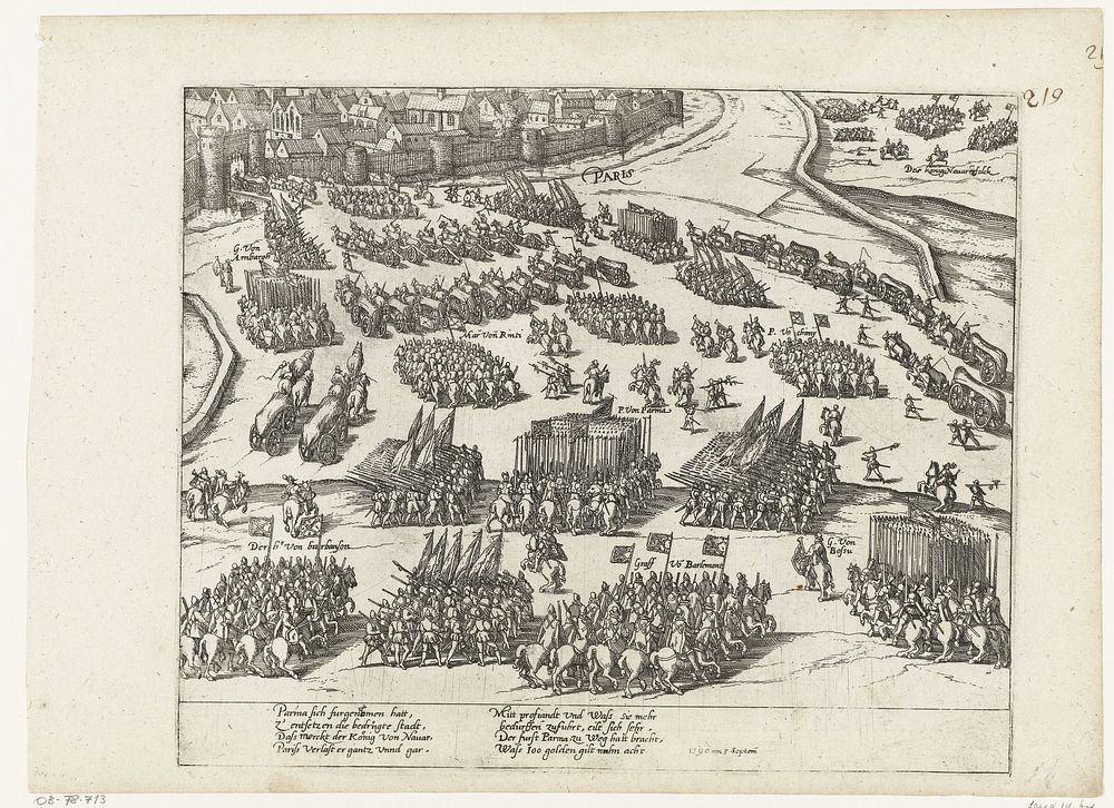 Parijs door Parma van proviand voorzien, 1590 (1590 - 1592) by Frans Hogenberg